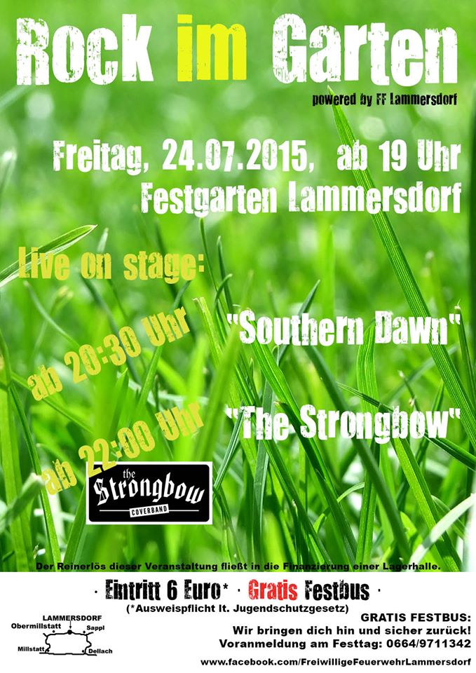 PlakatRock im Garten 4.0 The Strongbow · Rockband aus Kärnten